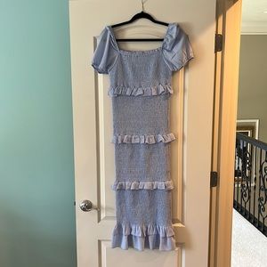 Light Blue Midi Dress with Ruffles